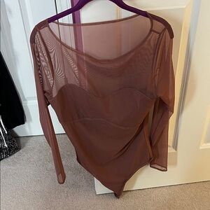 Abercrombie & Fitch Brown Sheer Bodysuit